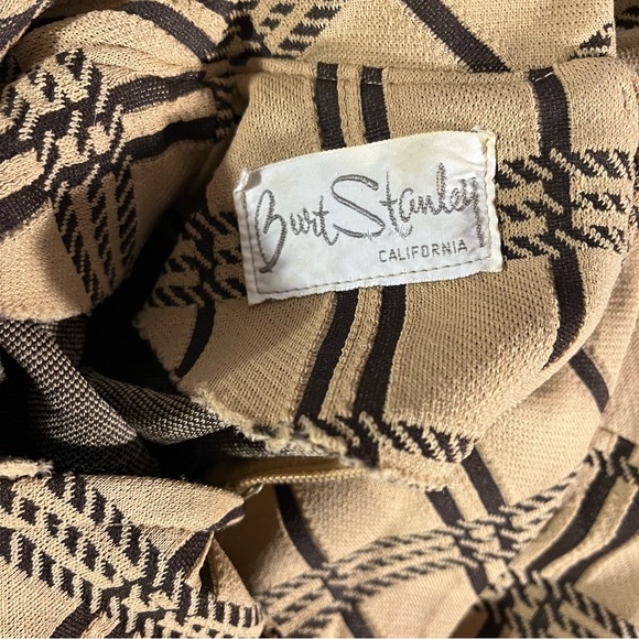 Vintage Burt Stanley Midi Dress Small S Yellow Black Stripe 60s Mod **See Desc** - Picture 2 of 10